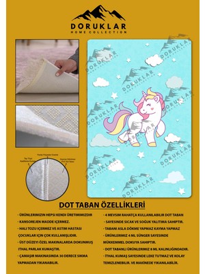 Kaymaz Taban Yıkanabilir Unicorn Desenli Çocuk Halısı