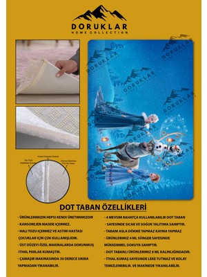 Doruklar Home Collection Kaymaz Taban Yıkanabilir Elsa Frozen Desenli Çocuk Halısı