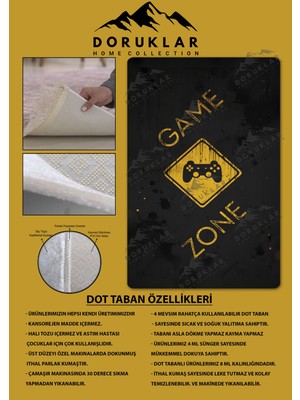 Doruklar Home Collection Kaymaz Taban Makinada Yıkanabilir Dijital Baskı Gamer Desenli Genç Odası ve Çocuk Odası Halısı Dot Taban Halı