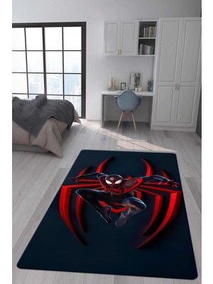 Doruklar Home Collection Kaymaz Taban Makinada Yıkanabilir Dijital Baskı Spiderman Desenli Genç ve Çocuk Odası Halısı Dot Taban Hal