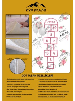 Doruklar Home Collection Kaymaz Taban Yıkanabilir Seksek Desenli Çocuk Halısı