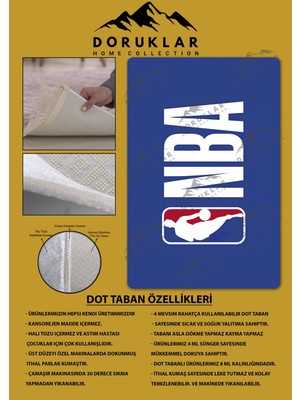 Doruklar Home Collection Kaymaz Taban Makinada Yıkanabilir Dijital Baskı Basketbol Desenli Genç Odası Halısı Dot Taban Halı