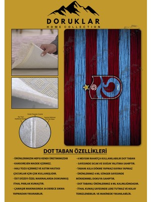 Kaymaz Taban Makinada Yıkanabilir Dijital Baskı Modern Desenli Genç Odası ve Çocuk Odası Halısı Dot Taban Halı