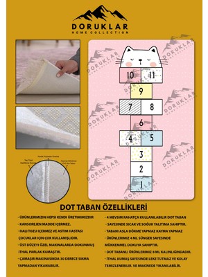 Doruklar Home Collection Kaymaz Taban Yıkanabilir Seksek Desenli Çocuk Halısı