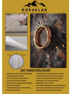 Doruklar Home Collection Kaymaz Taban Makinada Yıkanabilir Dijital Baskı Yüzükler Efendisi Desenli Genç ve Çocuk Odası Halısı