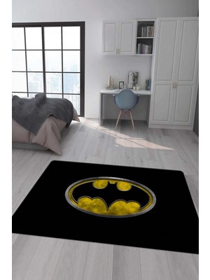 Doruklar Home Collection Kaymaz Taban Makinada Yıkanabilir Dijital Baskı Batman Desenli Genç ve Çocuk Odası Halısı Dot Taban Halı