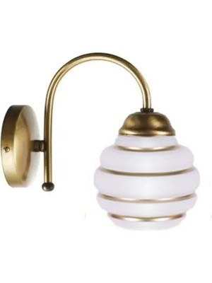 Salon - Mutfak - Yatak Odası Retro Rustik Eskitme Gold Detaylı Camlı Aplik