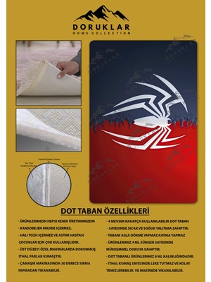 Doruklar Home Collection Kaymaz Taban Makinada Yıkanabilir Dijital Baskı Spiderman Desenli Genç ve Çocuk Odası Halısı Dot Taban Hal