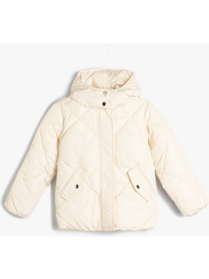 Koton Şişme Mont Kapşonlu Çıtçıt Detaylı Kapitone