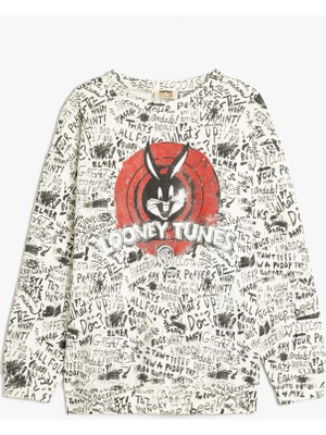 Koton Bugs Bunny Lisanslı Pamuklu Baskılı Uzun Kollu Oversize Sweatshirt