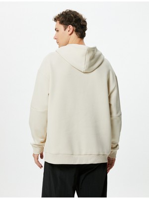 Koton Oversize Hoodie Fermuar Cepli Dikiş Detaylı Uzun Kollu