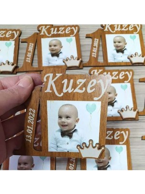 1 Yaş Resim Magnet Ahşap Magnet Yeni Doğan Magnet 10 Adet