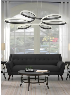 Woodhub Modern Macan Sarkıt LED Avize Beyaz Işık Salon Mutfak Oturma Odası Hol Antre Ledli Avize Siyah