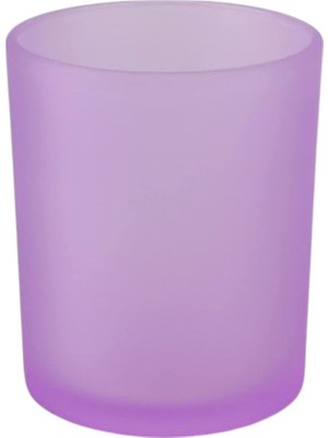 Lila Mor Buzlu Düz Cam Bardak Mumluk