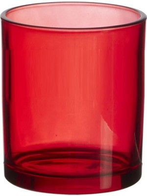Kırmızı Transparan Cam Bardak Mumluk - Doluma Uygun