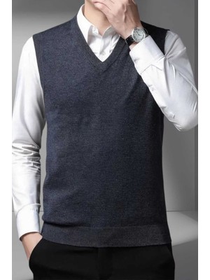 Uniquetrenders Erkek V Yaka Triko Tüylenmez Süveter Erkek Slim Fit Süveter