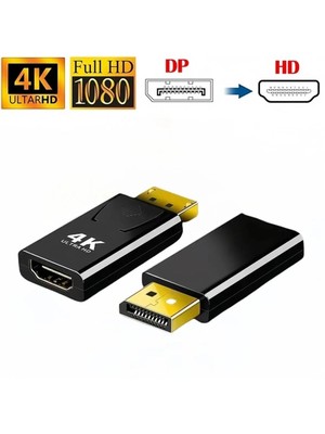 Derwell 4K Full Hd Adaptör Displayport To Hdmı Adaptor Çevirici Dönüştürücü Adaptör Display Port Dönüştürücü