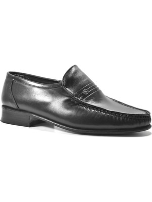 Onlo Ayakkabı Hakiki Deri Siyah Kösele Klasik Erkek Ayakkabı