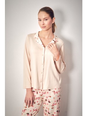 Köpek Desenli Gömlek Yaka 2 Li Pijama Takımı