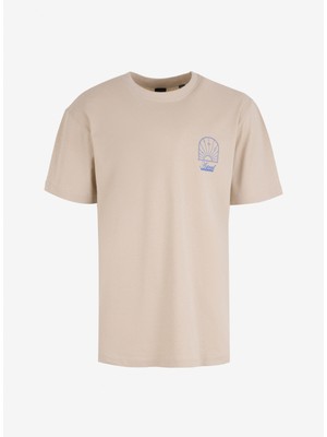 Only & Sons O Yaka Baskılı Açık Bej Erkek T-Shirt Onskason Rlx Prınt Ss Tee