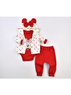 Little Pumpkin Hırkalı 3lü Mickey Desenli Kız Bebek Yılbaşı Takım