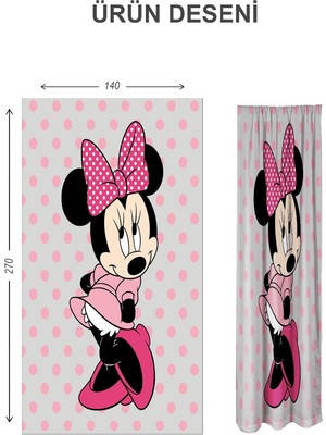 Doruklar Home Collection Dijital Baskı Yıkanabilir Mickey Desenli 2 Kanat Bebek ve Çocuk Odası Fon Perdesi