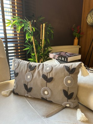 Punch Nakışlı Dikdörtgen Kırlent Kılıfı