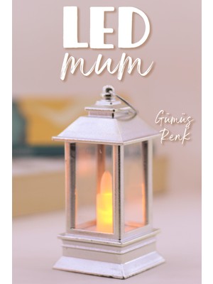 Telvesse LED Mum Mini Dörtgen Tip Pil Dahil Dumansız Alev Ledli Yapay Dekoratif Mum Dekor Işığı Gümüş PT434