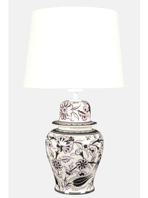 Woodhub Bleu Blanc Şah Vazo Abajur Şakayık Beyaz