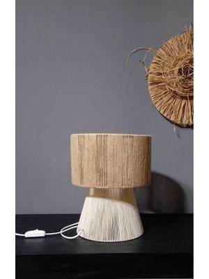 Woodhub Konik Model Hasır Makrome Abajur Bohem Abajur Salon Abajur Yatak Odası Abajur Çocuk Odası Abajur