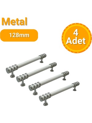 Yahya 4 Adet Halka Boru Kroma Beyaz Metal Mobilya Kulpu 128MM