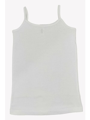 Şahinler Kız Çocuk Pamuklu Ip Askılı Göğsü Taşlı Çocuk Atleti Beyaz