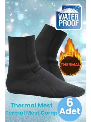 Uniquetrenders 6'lı  Unisex Su ve Rüzgar Geçirmez Soğuğa Dayanıklı Termal Mest Termal Çorap
