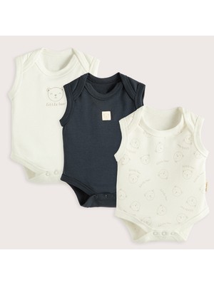 Chakra Cool Bear 3'lü Kolsuz Body Set Ekru/lacivert