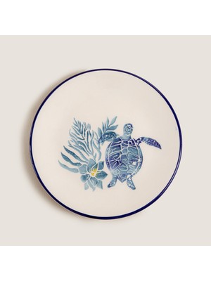 Chios Kaplumbağa 1 Pasta Tabağı 19 cm Mavi/beyaz