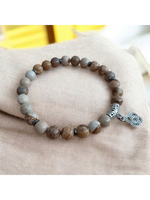 Mga Doğaltaş Odun Jasper Taşı Bileklik 8 mm Doğal Taş Bileklik   Doğal Taş Bileklik Odun Jasper Taşı Bileklik