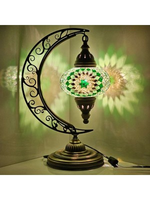 Su Damlası Mozaik Masaüstü Lamba Ay Model, Gece Lambası, Abajur
