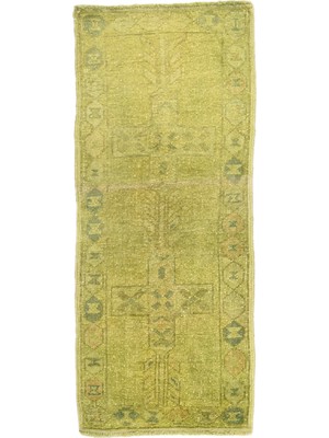 Gordion Vintage El Dokuma Yeşil Yolluk 64X159 cm