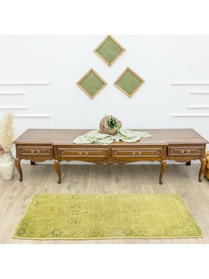 Gordion Vintage El Dokuma Yeşil Yolluk 64X159 cm