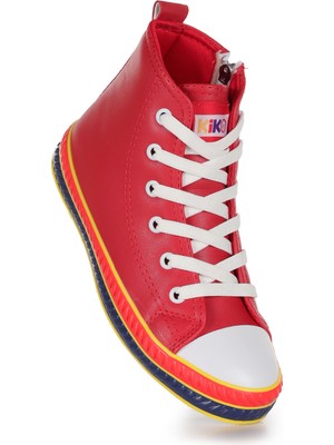 Kiko Kids Pant Günlük Bağcıklı Fermuarlı Kız Çocuk Spor Ayakkabı Kırmızı