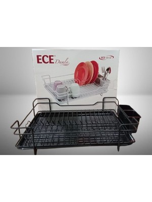 5dm Siyah Metal Damla Tabaklık Bulaşıklık Ece Metal Tabaklık 46 X 37 X 11,5 Cm