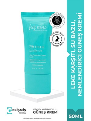 By Nini Spf 50+ Pa++++ Yeni Nesil Filtreli, Leke Karşıtı, Su Bazlı, Nemlendiricili Güneş Kremi 50 ml