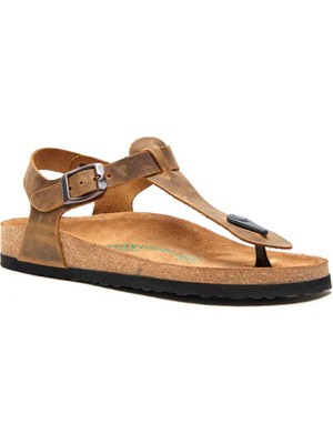 Comfortfüsse  /  Gerda - Deri Sandalet ( Taba Yağlı Deri )