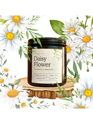 Stworkshop Yılbaşı Özel : Daisy Flower Papatya Kokulu Büyük Mum, Taze ve Yatıştırıcı Papatya Esansı Malzeme:  Doğal Vegan Soya Wa x  Ağırlık: 340 gr (Büyük Boy)