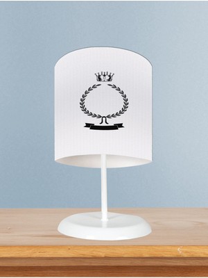 Woodhub Bebek ve Çocuk Odası Kral Taçlı ve Çelenk Desenli Abajur