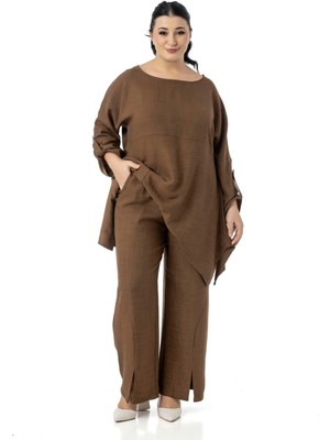 Disentis Modest Büyük Beden Rahat Kesim Bluz Pantolon Siyah Ikili Takım