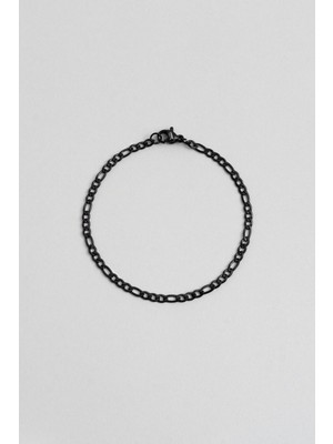 Gent Steel Klasik Siyah Rodyum Kaplama Çelik Erkek Bileklik