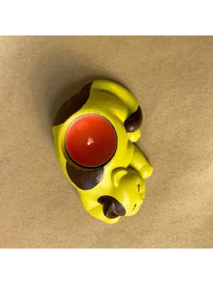 Uretti El Yapımı Yeşil - Kahverengi Sevimli Kedi Tealight Mumluk - 6 x 10 cm