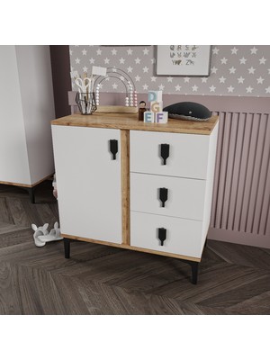 Patiko  Rose 3 Çekmeceli Şifonyer Meşe