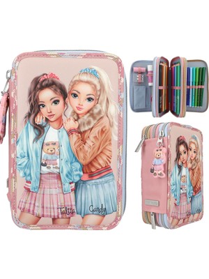 Top Model 3 Katlı Kalem Kutusu Polyester Malzeme ile Çocuklar İçin Tasarlandı Team Teddy